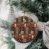 Vintage Hawaiian Quilting Patterns Ceramic Ornament Brown Style Tribal Fabric Patchwork - Polynesian Pride