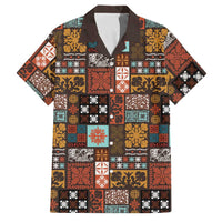 Vintage Hawaiian Quilting Patterns Family Matching Tank Maxi Dress and Hawaiian Shirt Brown Style Tribal Fabric Patchwork - Polynesian Pride