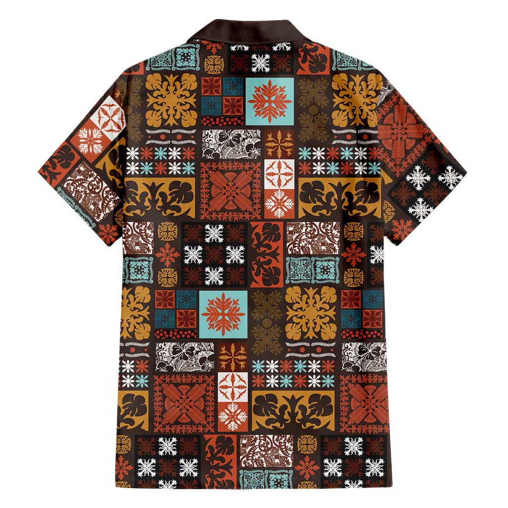 Vintage Hawaiian Quilting Patterns Family Matching Tank Maxi Dress and Hawaiian Shirt Brown Style Tribal Fabric Patchwork - Polynesian Pride