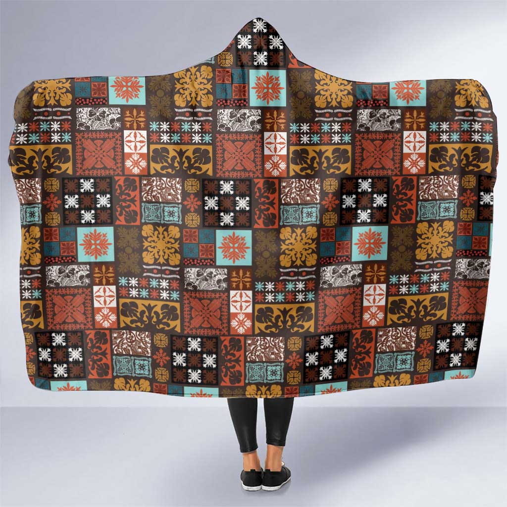 Vintage Hawaiian Quilting Patterns Hooded Blanket Brown Style Tribal Fabric Patchwork - Polynesian Pride