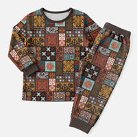 Vintage Hawaiian Quilting Patterns Christmas Pajama Set Brown Style Tribal Fabric Patchwork - Polynesian Pride
