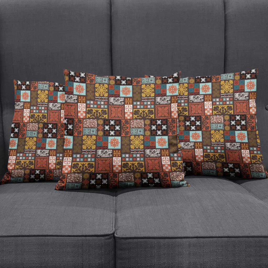 Vintage Hawaiian Quilting Patterns Pillow Cover Brown Style Tribal Fabric Patchwork - Polynesian Pride