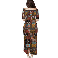 Vintage Hawaiian Quilting Patterns Puletasi Brown Style Tribal Fabric Patchwork - Polynesian Pride
