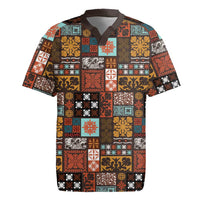 Vintage Hawaiian Quilting Patterns Rugby Jersey Brown Style Tribal Fabric Patchwork - Polynesian Pride