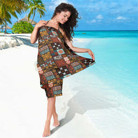 Vintage Hawaiian Quilting Patterns Sarong Brown Style Tribal Fabric Patchwork - Polynesian Pride