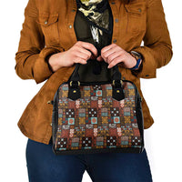 Vintage Hawaiian Quilting Patterns Shoulder Handbag Brown Style Tribal Fabric Patchwork - Polynesian Pride