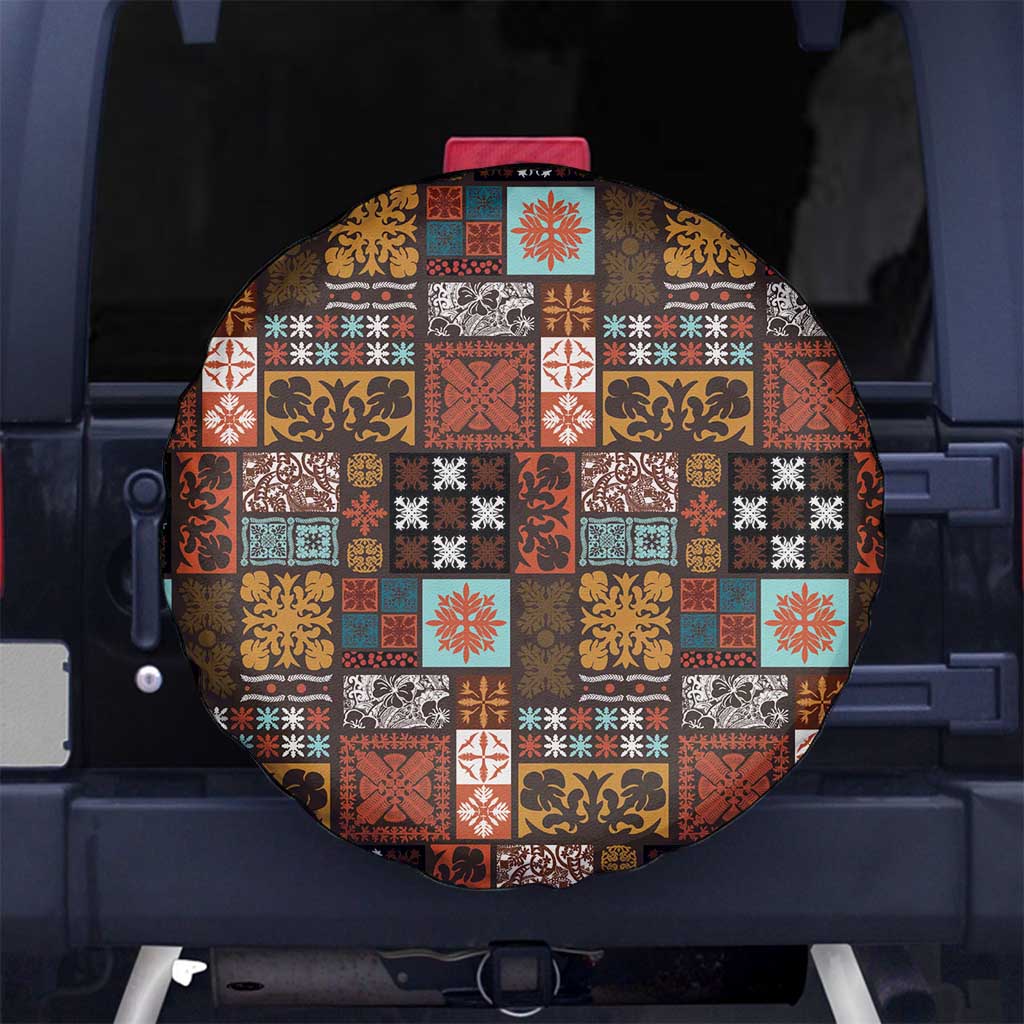 Vintage Hawaiian Quilting Patterns Spare Tire Cover Brown Style Tribal Fabric Patchwork - Polynesian Pride