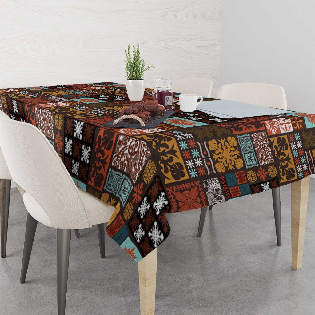 Vintage Hawaiian Quilting Patterns Tablecloth Brown Style Tribal Fabric Patchwork - Polynesian Pride