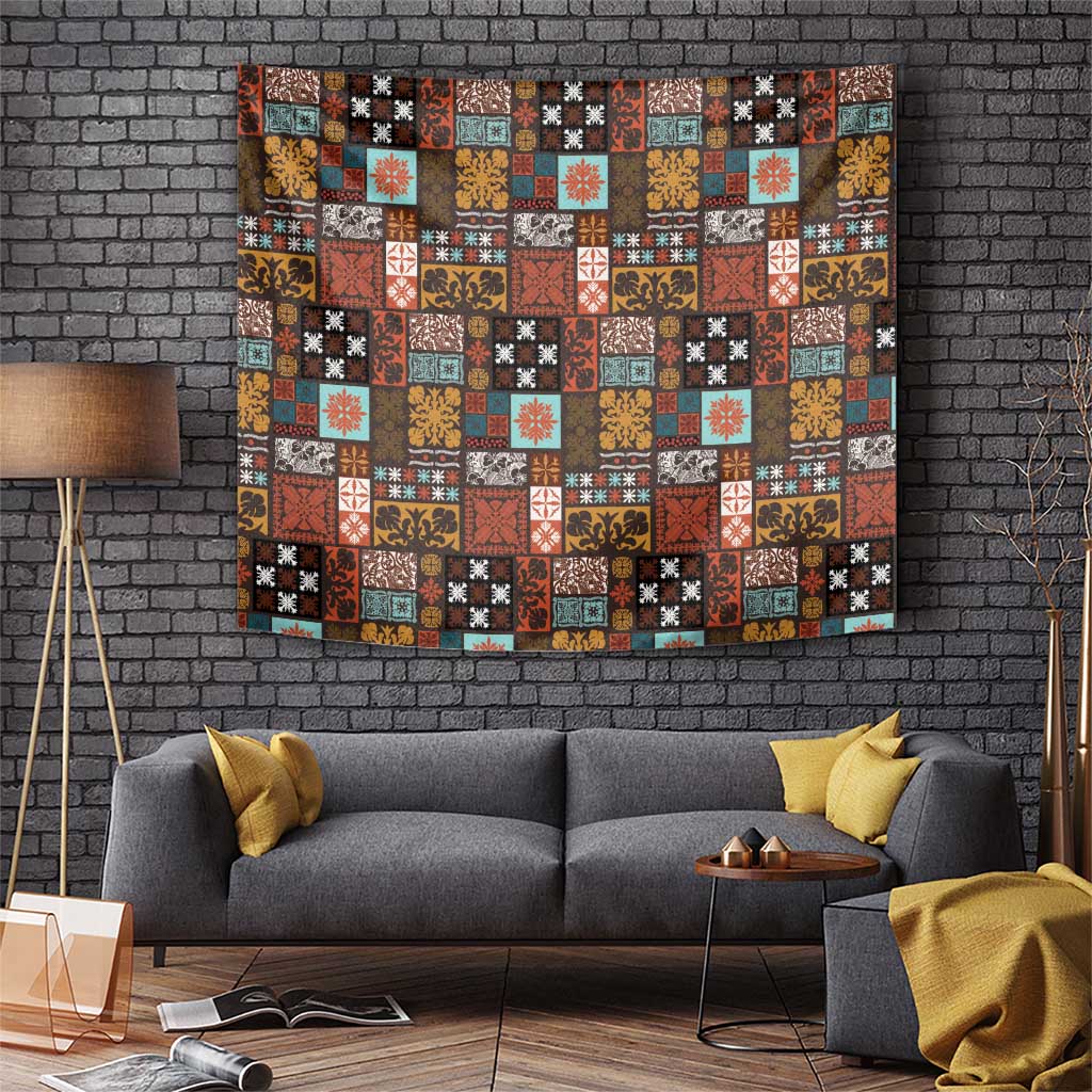 Vintage Hawaiian Quilting Patterns Tapestry Brown Style Tribal Fabric Patchwork - Polynesian Pride