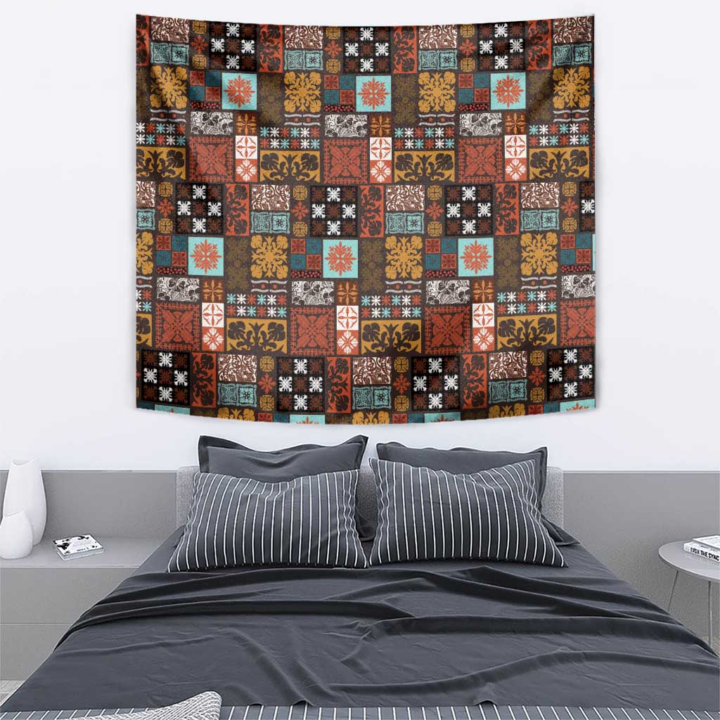Vintage Hawaiian Quilting Patterns Tapestry Brown Style Tribal Fabric Patchwork - Polynesian Pride