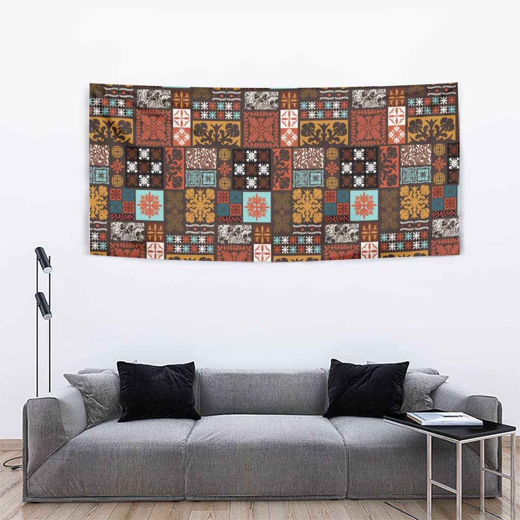 Vintage Hawaiian Quilting Patterns Tapestry Brown Style Tribal Fabric Patchwork - Polynesian Pride