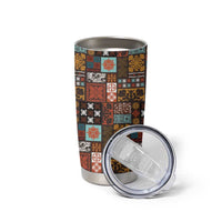 Vintage Hawaiian Quilting Patterns Tumbler Cup Brown Style Tribal Fabric Patchwork - Polynesian Pride