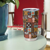 Vintage Hawaiian Quilting Patterns Tumbler Cup Brown Style Tribal Fabric Patchwork - Polynesian Pride