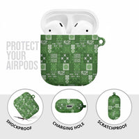 Vintage Hawaiian Quilting Patterns AirPods Case Green Style Tribal Fabric Patchwork - Polynesian Pride