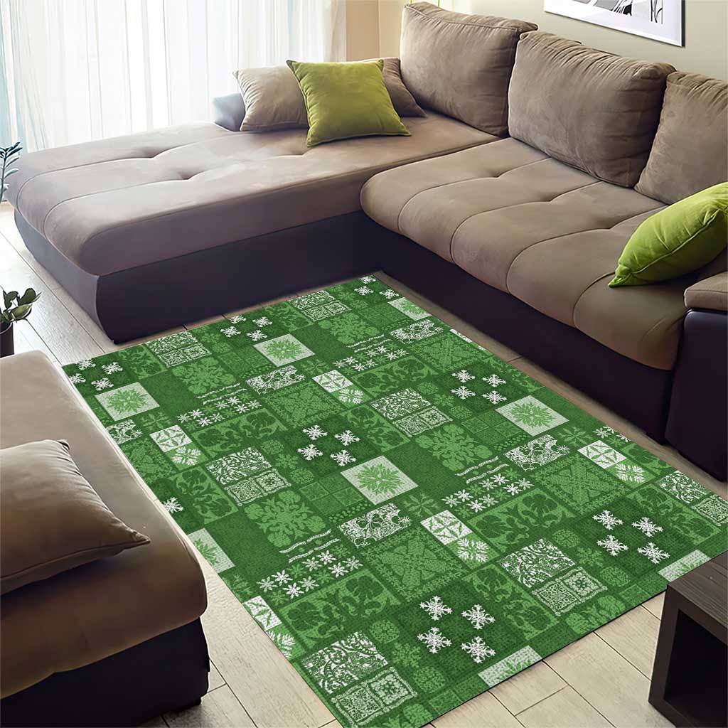 Vintage Hawaiian Quilting Patterns Area Rug Green Style Tribal Fabric Patchwork - Polynesian Pride