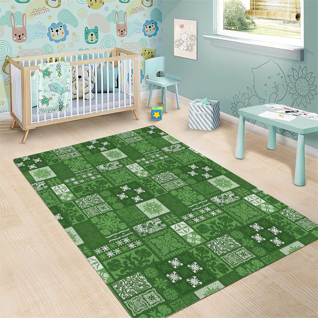 Vintage Hawaiian Quilting Patterns Area Rug Green Style Tribal Fabric Patchwork - Polynesian Pride