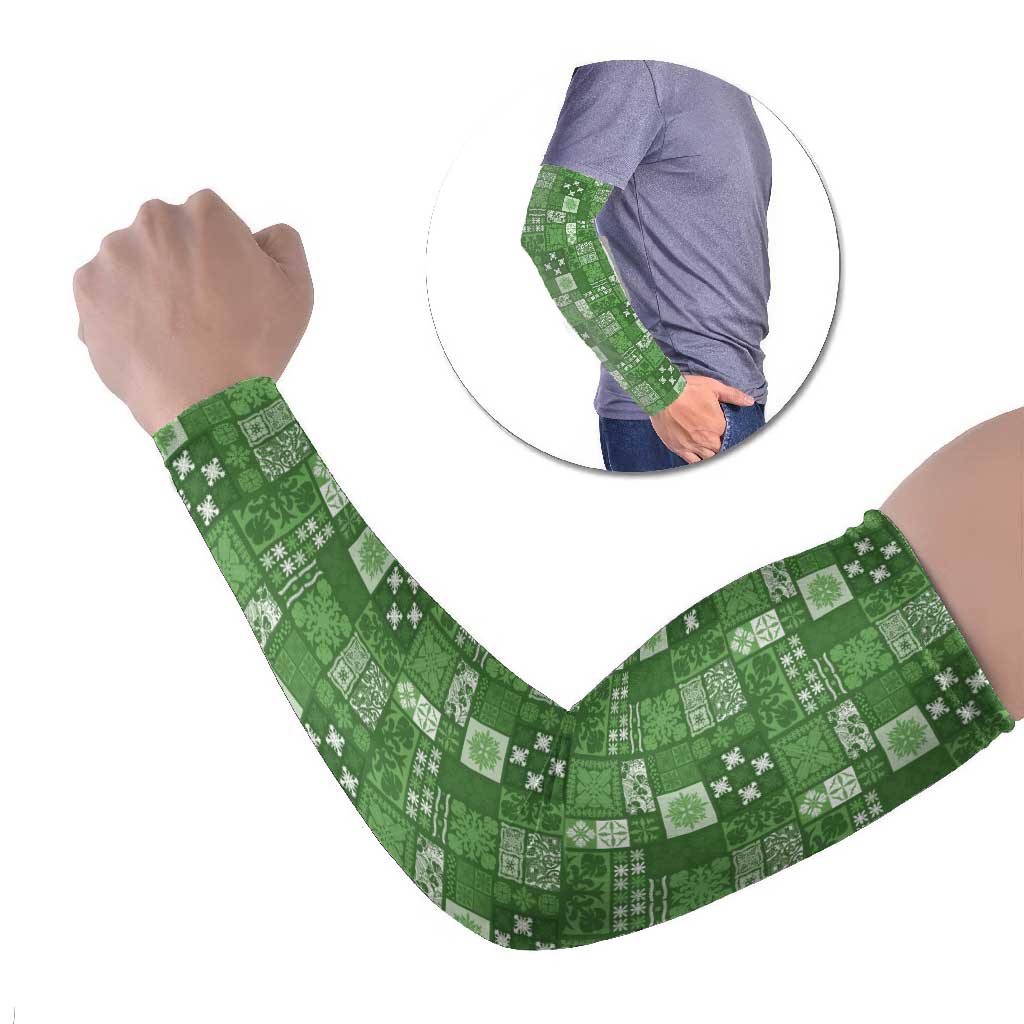 Vintage Hawaiian Quilting Patterns Arm Sleeves Green Style Tribal Fabric Patchwork - Polynesian Pride