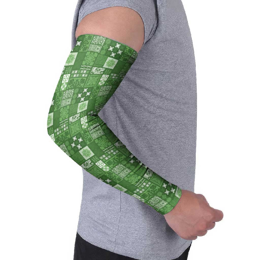 Vintage Hawaiian Quilting Patterns Arm Sleeves Green Style Tribal Fabric Patchwork - Polynesian Pride
