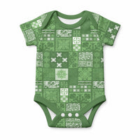Vintage Hawaiian Quilting Patterns Baby Onesie Green Style Tribal Fabric Patchwork LT9 Green - Polynesian Pride