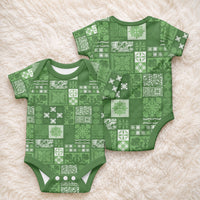 Vintage Hawaiian Quilting Patterns Baby Onesie Green Style Tribal Fabric Patchwork LT9 - Polynesian Pride