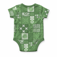 Vintage Hawaiian Quilting Patterns Baby Onesie Green Style Tribal Fabric Patchwork LT9 - Polynesian Pride