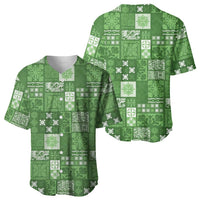 Vintage Hawaiian Quilting Patterns Baseball Jersey Green Style Tribal Fabric Patchwork - Polynesian Pride