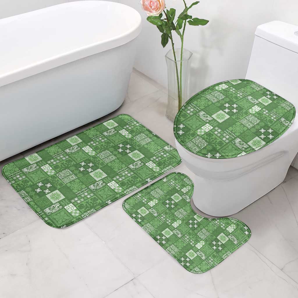 Vintage Hawaiian Quilting Patterns Bathroom Set Green Style Tribal Fabric Patchwork - Polynesian Pride