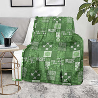 Vintage Hawaiian Quilting Patterns Blanket Green Style Tribal Fabric Patchwork - Polynesian Pride