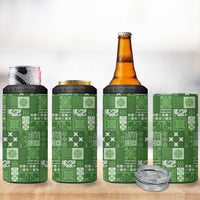 Vintage Hawaiian Quilting Patterns 4 in 1 Can Cooler Tumbler Green Style Tribal Fabric Patchwork - Polynesian Pride