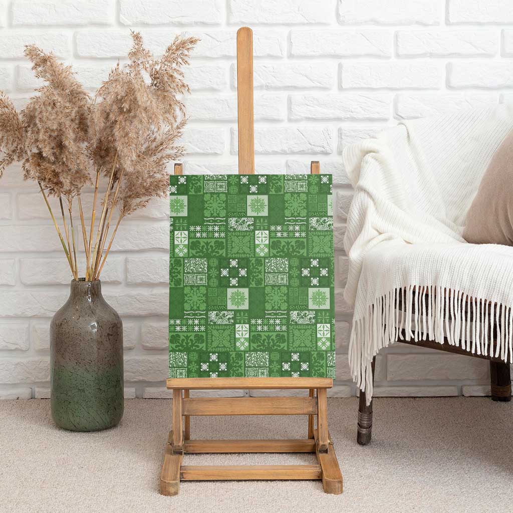 Vintage Hawaiian Quilting Patterns Canvas Wall Art Green Style Tribal Fabric Patchwork - Polynesian Pride