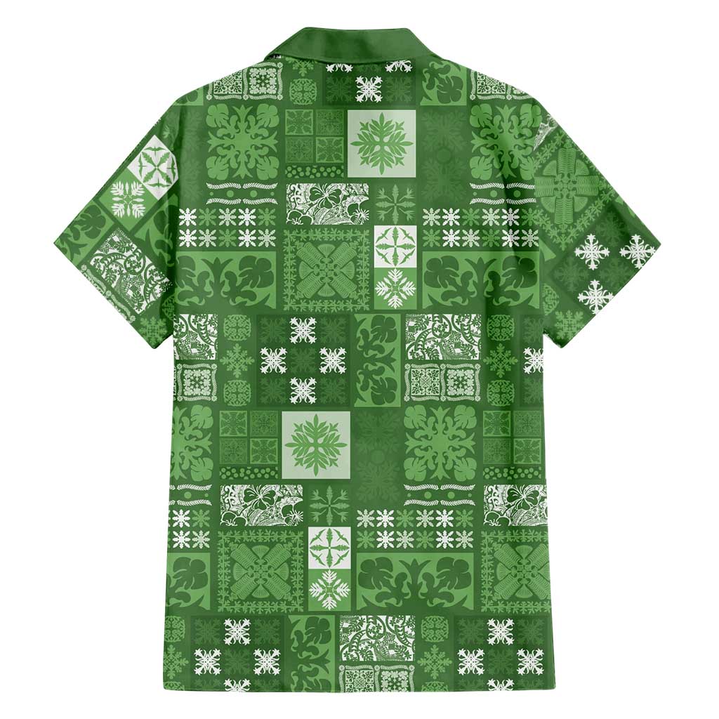 Vintage Hawaiian Quilting Patterns Family Matching Mermaid Dress and Hawaiian Shirt Green Style Tribal Fabric Patchwork - Polynesian Pride