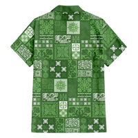 Vintage Hawaiian Quilting Patterns Family Matching Mermaid Dress and Hawaiian Shirt Green Style Tribal Fabric Patchwork - Polynesian Pride