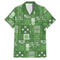 Vintage Hawaiian Quilting Patterns Family Matching Tank Maxi Dress and Hawaiian Shirt Green Style Tribal Fabric Patchwork - Polynesian Pride