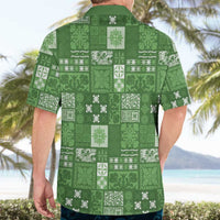 Vintage Hawaiian Quilting Patterns Hawaiian Shirt Green Style Tribal Fabric Patchwork - Polynesian Pride