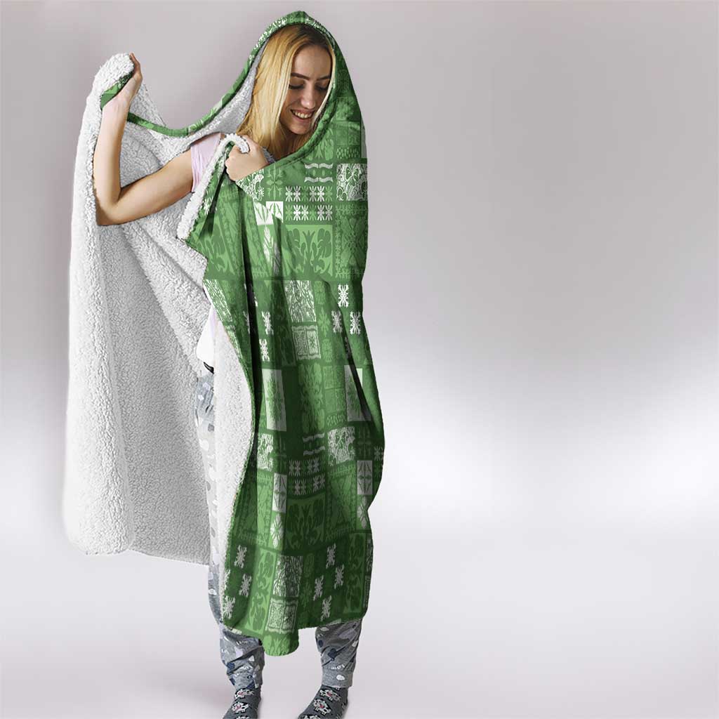 Vintage Hawaiian Quilting Patterns Hooded Blanket Green Style Tribal Fabric Patchwork - Polynesian Pride