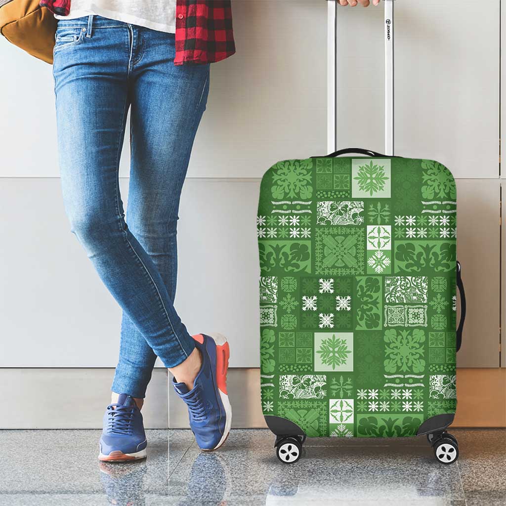 Vintage Hawaiian Quilting Patterns Luggage Cover Green Style Tribal Fabric Patchwork - Polynesian Pride