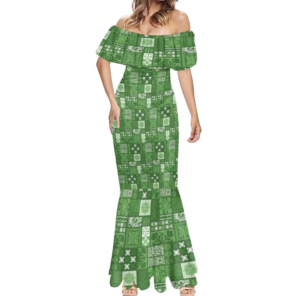Vintage Hawaiian Quilting Patterns Mermaid Dress Green Style Tribal Fabric Patchwork - Polynesian Pride