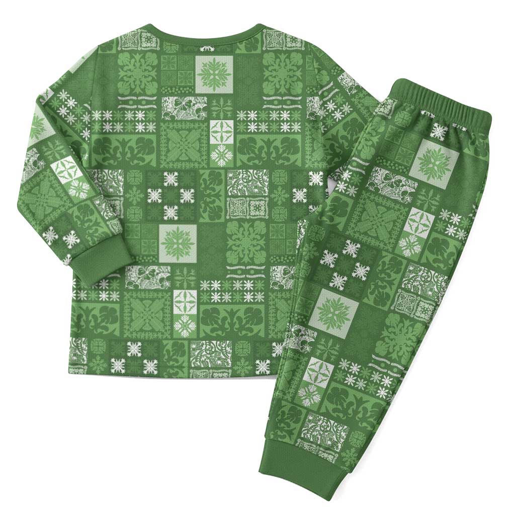 Vintage Hawaiian Quilting Patterns Christmas Pajama Set Green Style Tribal Fabric Patchwork - Polynesian Pride