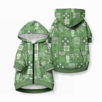 Vintage Hawaiian Quilting Patterns Pet Hoodie Green Style Tribal Fabric Patchwork LT9 Zip-up Green - Polynesian Pride