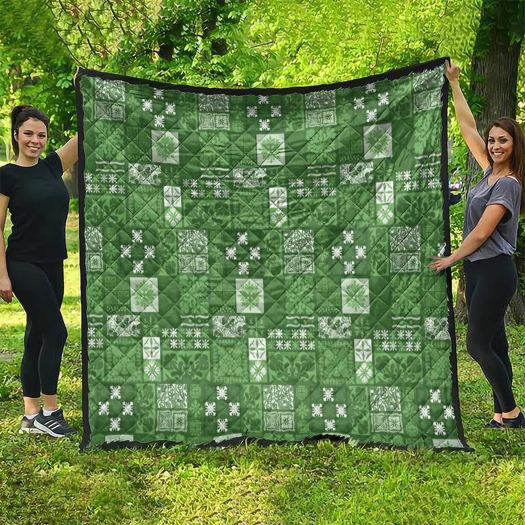 Vintage Hawaiian Quilting Patterns Quilt Green Style Tribal Fabric Patchwork - Polynesian Pride