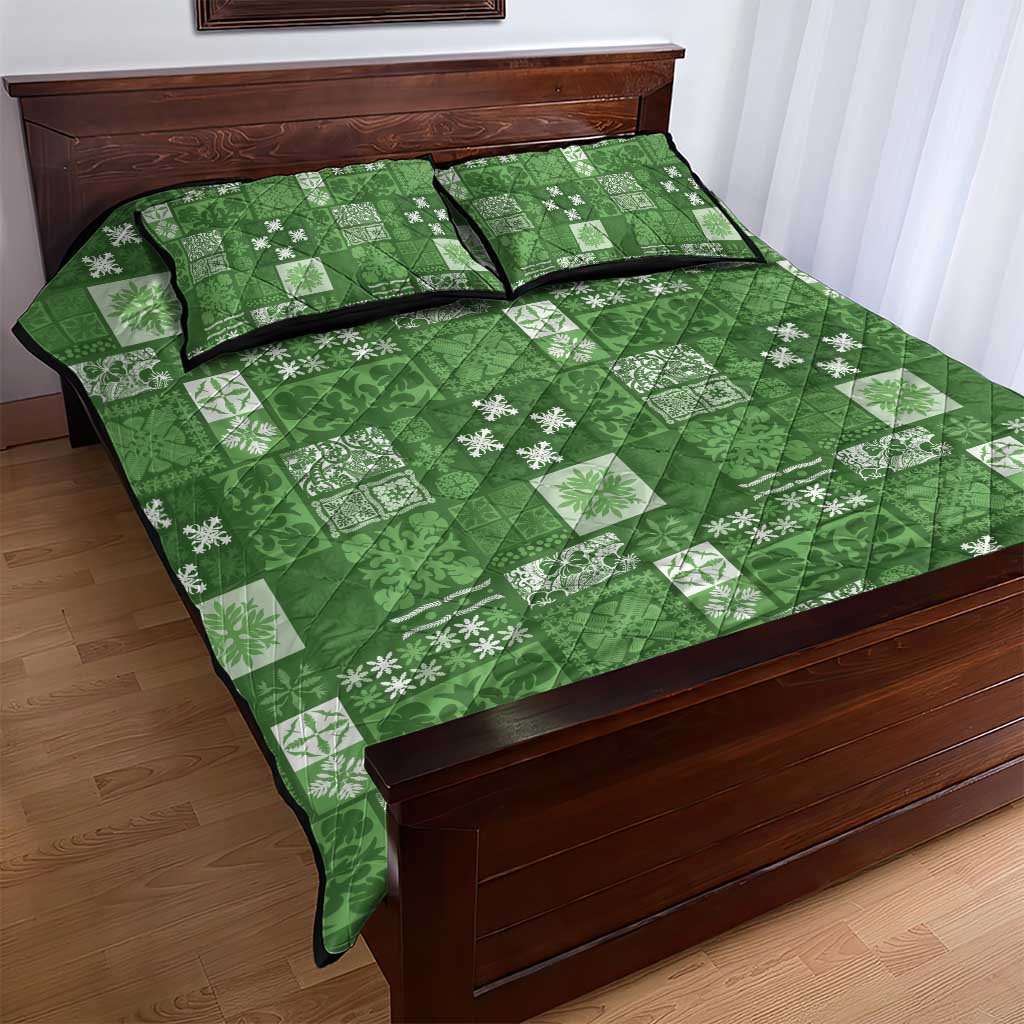 Vintage Hawaiian Quilting Patterns Quilt Bed Set Green Style Tribal Fabric Patchwork - Polynesian Pride