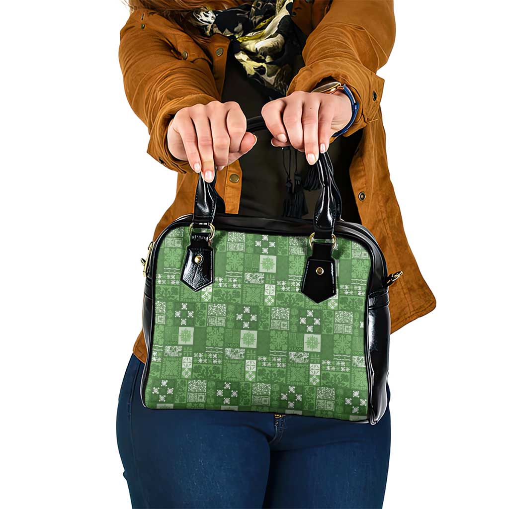 Vintage Hawaiian Quilting Patterns Shoulder Handbag Green Style Tribal Fabric Patchwork - Polynesian Pride