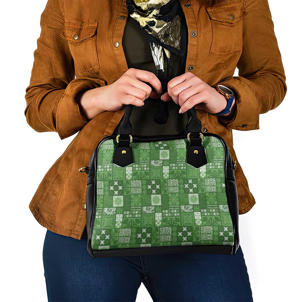 Vintage Hawaiian Quilting Patterns Shoulder Handbag Green Style Tribal Fabric Patchwork - Polynesian Pride