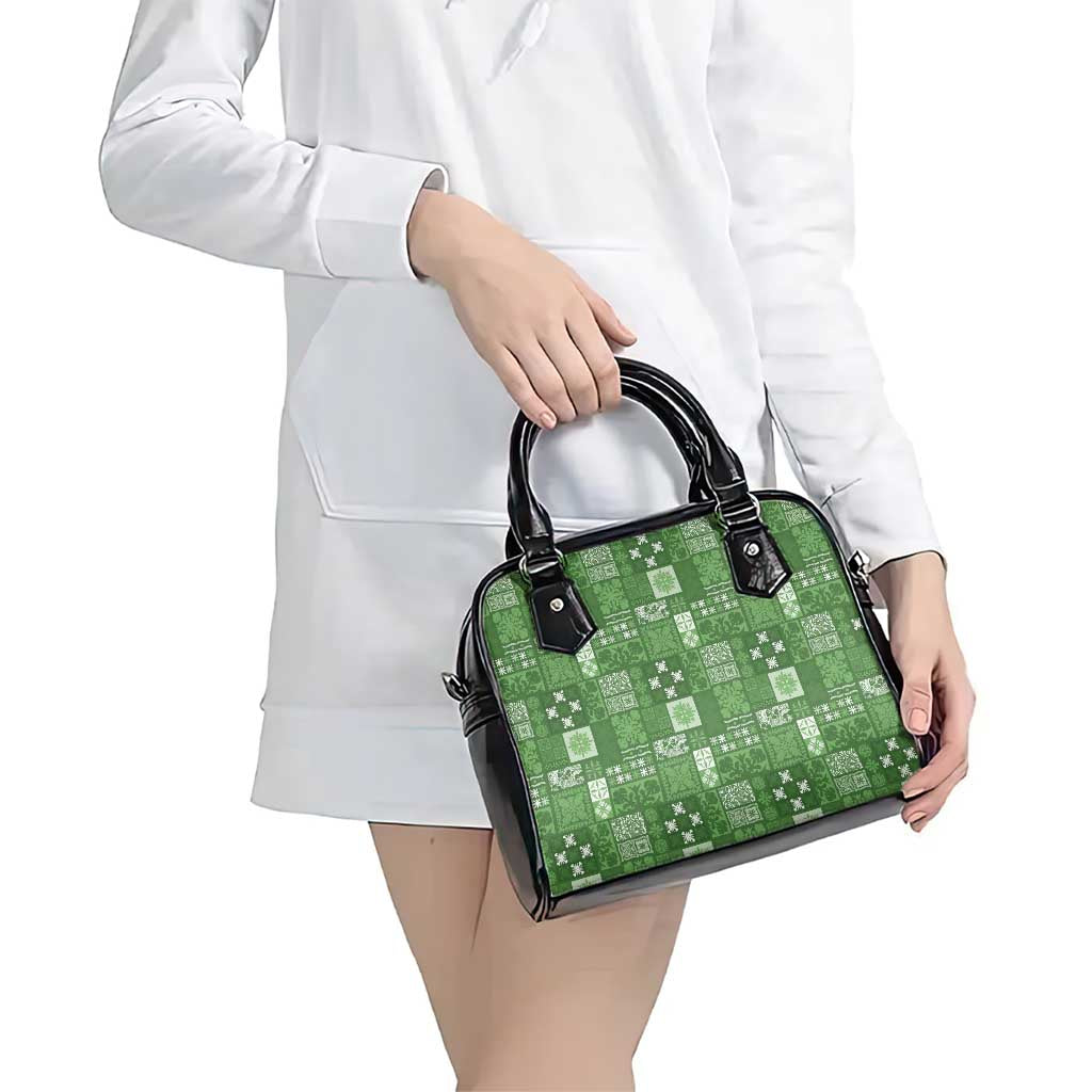 Vintage Hawaiian Quilting Patterns Shoulder Handbag Green Style Tribal Fabric Patchwork - Polynesian Pride