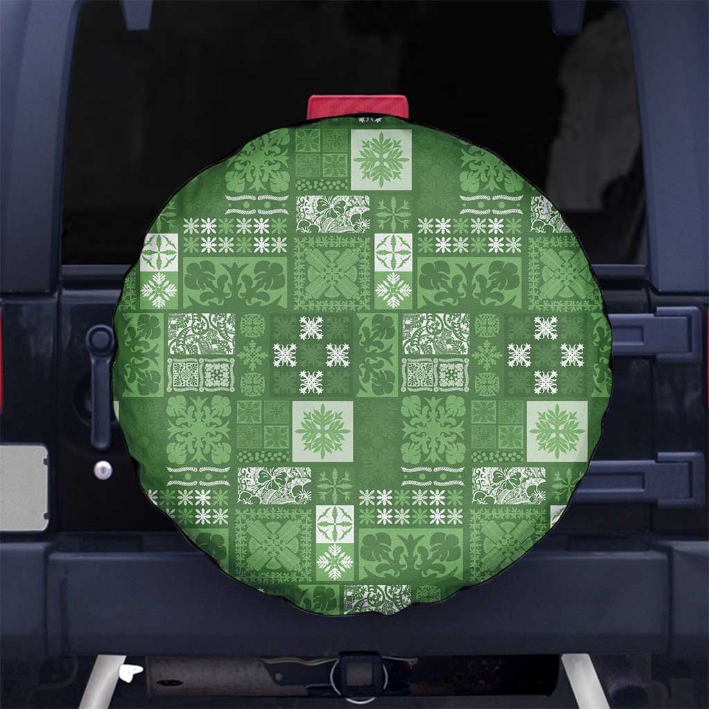 Vintage Hawaiian Quilting Patterns Spare Tire Cover Green Style Tribal Fabric Patchwork - Polynesian Pride