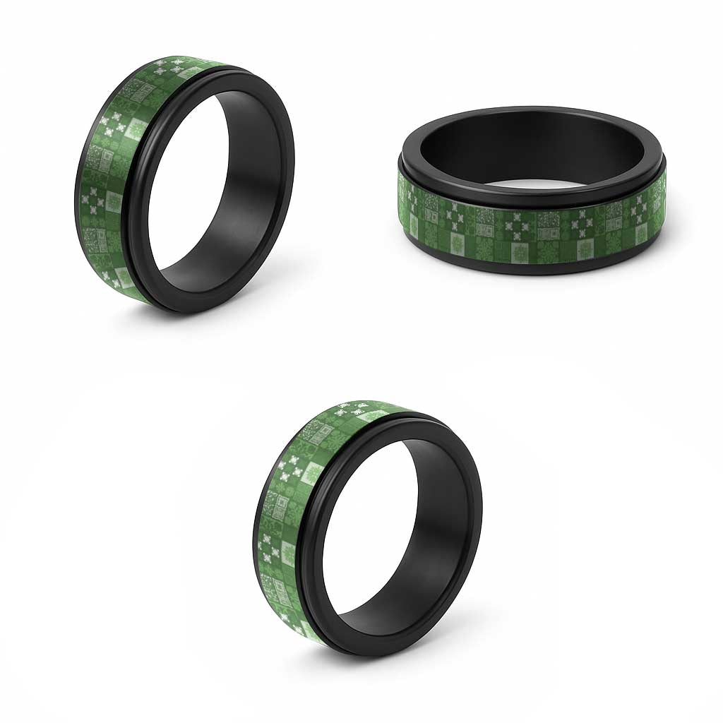 Vintage Hawaiian Quilting Patterns Spinner Ring Green Style Tribal Fabric Patchwork - Polynesian Pride
