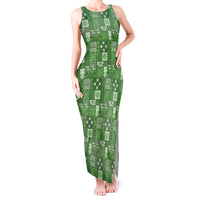 Vintage Hawaiian Quilting Patterns Tank Maxi Dress Green Style Tribal Fabric Patchwork - Polynesian Pride