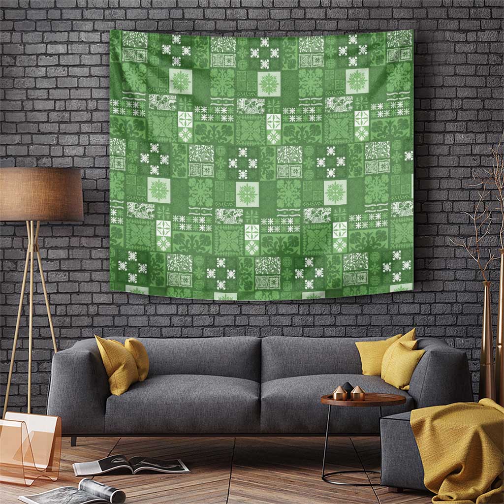 Vintage Hawaiian Quilting Patterns Tapestry Green Style Tribal Fabric Patchwork - Polynesian Pride