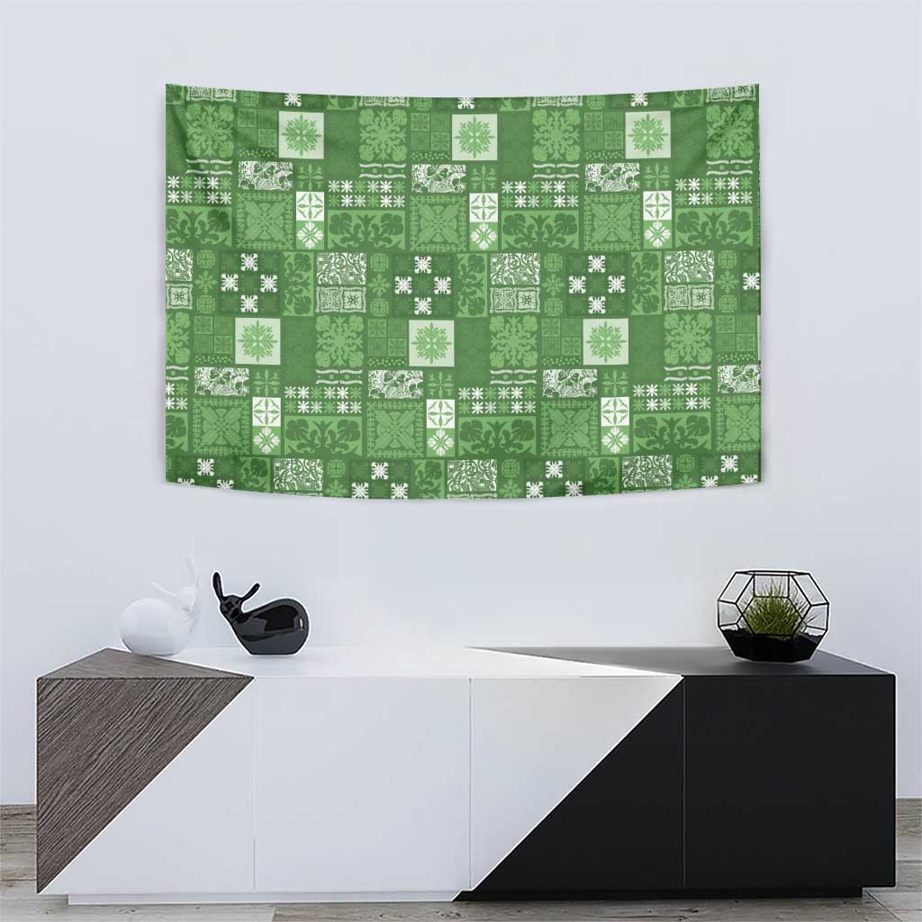 Vintage Hawaiian Quilting Patterns Tapestry Green Style Tribal Fabric Patchwork - Polynesian Pride