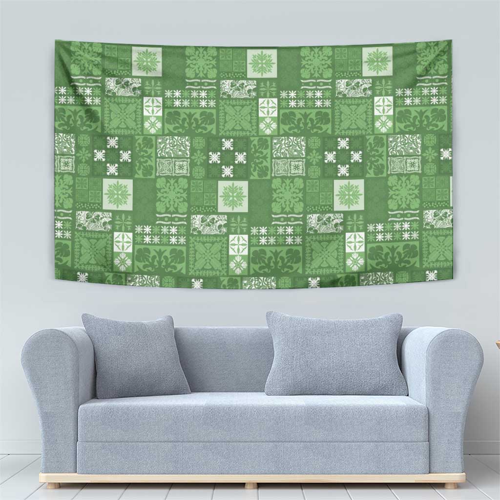 Vintage Hawaiian Quilting Patterns Tapestry Green Style Tribal Fabric Patchwork - Polynesian Pride